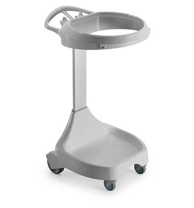 TTS Hamper Smile 120 L Cinza – Sem Tampa, Pedal e Saco com Alça de Condução, Trava do Saco e 4 Rodízios