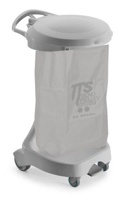 TTS Hamper Smile 120 L Cinza – Sem Tampa, Pedal e Saco com Alça de Condução, Trava do Saco e 4 Rodízios