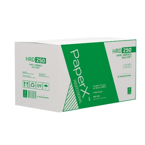PAPERX Papel Higiênico Rolo HRD250 – Folha Dupla 10 cm × 250 m (1 rolo)