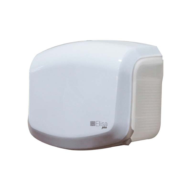 ELISA Dispenser Papel Higiênico Mini Interfolhado Plus — Branco / Cristal