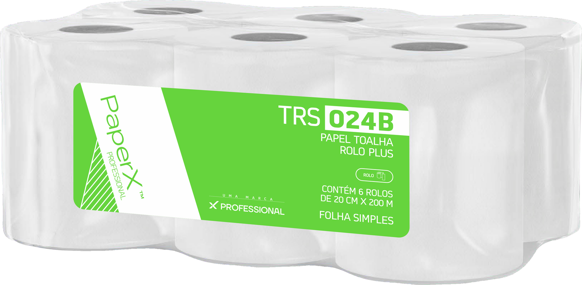 Papel Toalha Bobina PaperX TRS024B 24 g – 20 × 200 m (6 rolos)