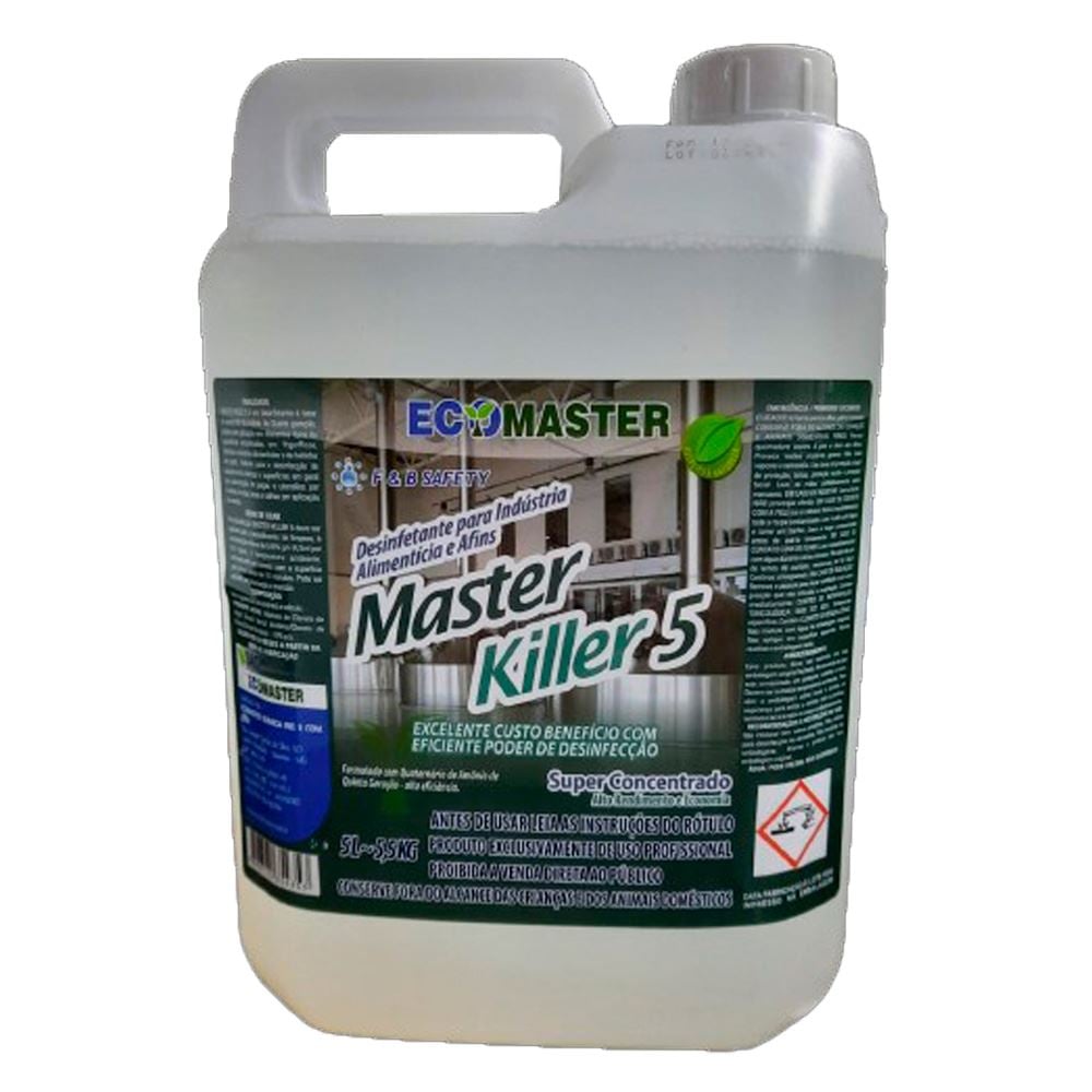 Desinfetante à base de Quaternário de Amônia Master Killer 5 5L