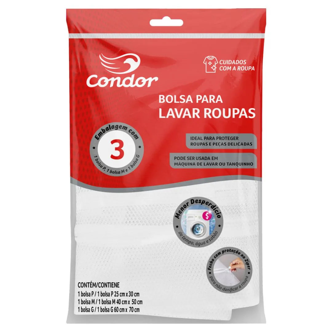 CONDOR Bolsa para Lavar Roupas — Kit 3 Peças