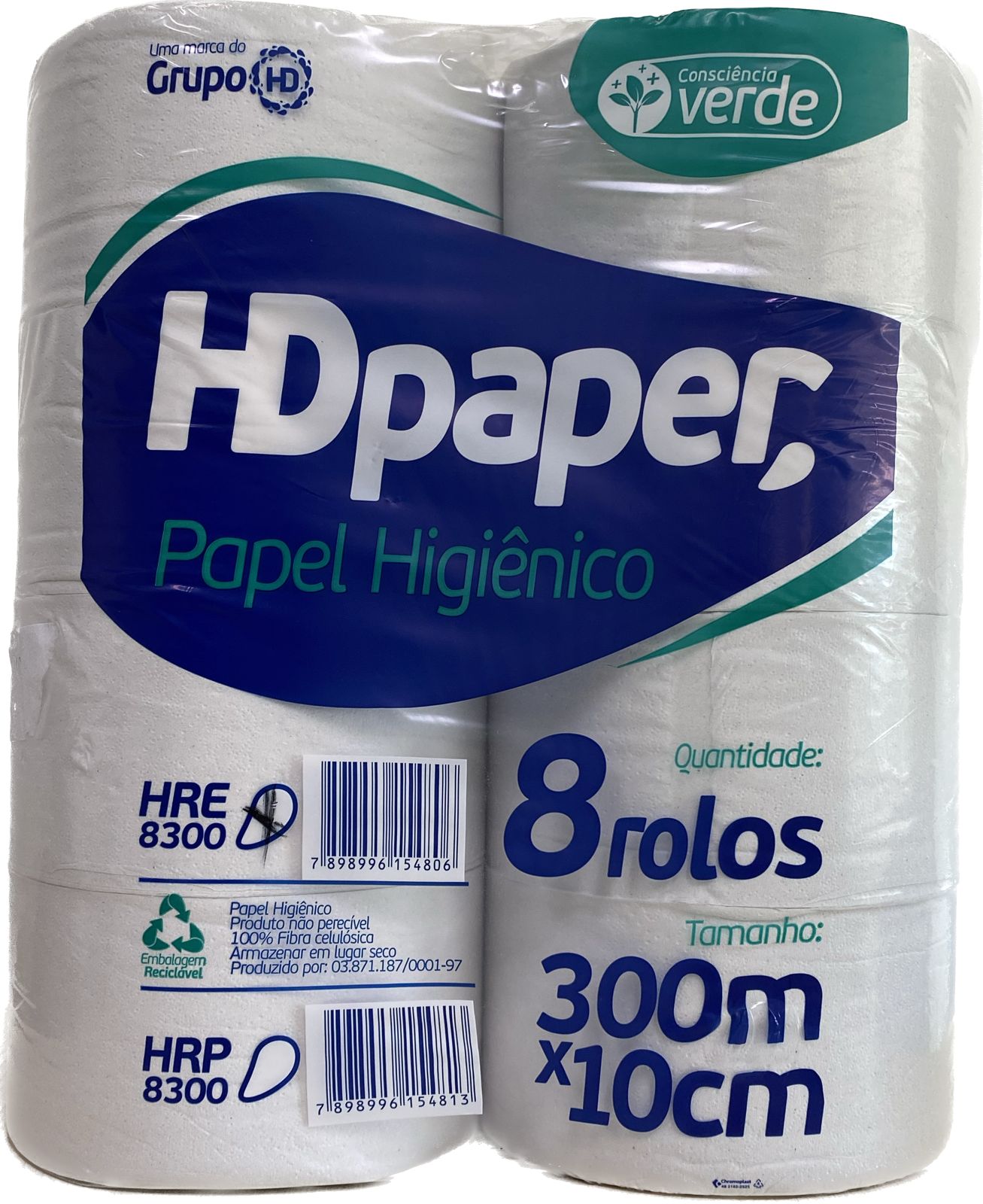 HD PAPER Papel Higiênico Rolão Premium – 8 × 300m