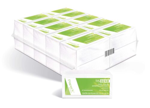 Papel Toalha Interfolhado PaperX TID500B Folha Dupla 2400 Folhas