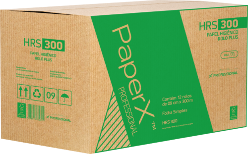 PAPERX Papel Higiênico Rolo HRS300 – Folha Simples 10 cm × 300 m (1 rolo)