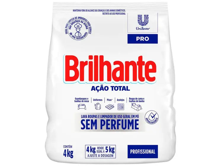 Detergente Em Pó Sem Perfume Omo Brilhante 4kg