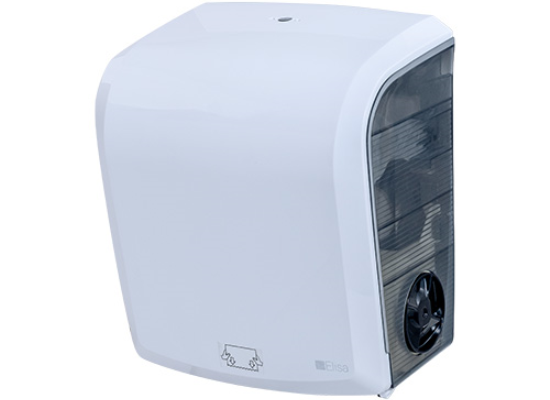 Dispenser Papel Toalha Puxe Corte Branco com Fumê Elisa 23cm